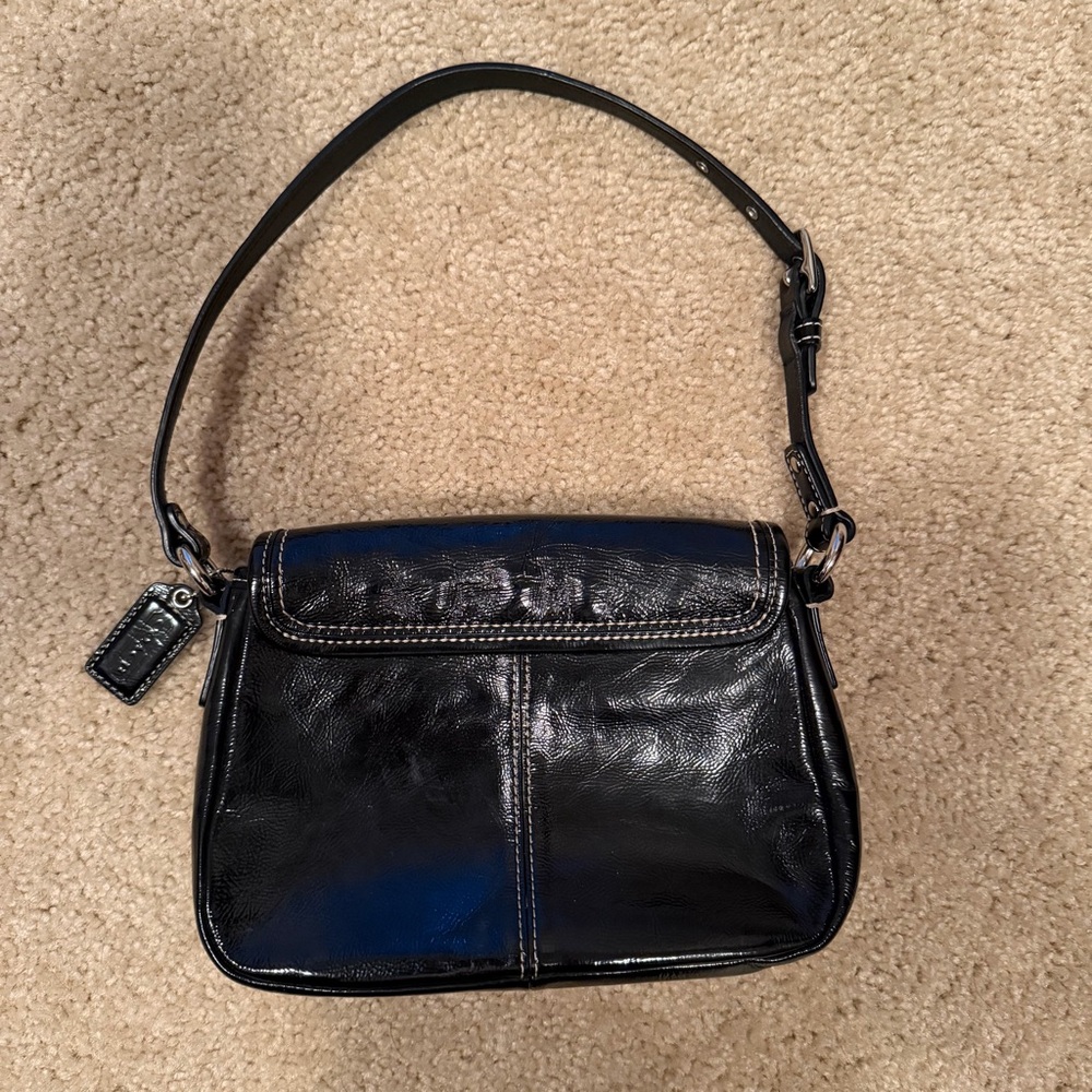 Coach Penny Turn Lock Black Patent Leather Mini Shoulder Bag - Picture 3 of 16